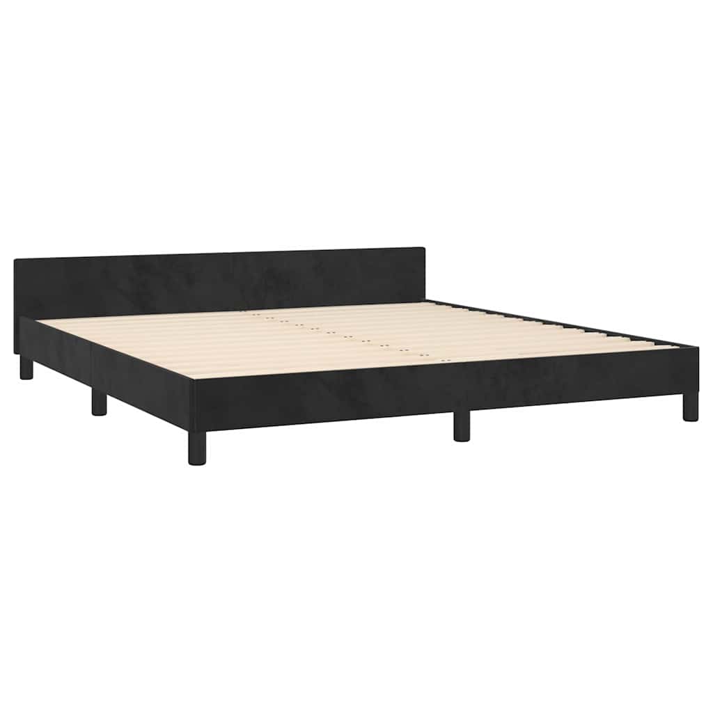 Bed Frame without Mattress Black Queen Velvet