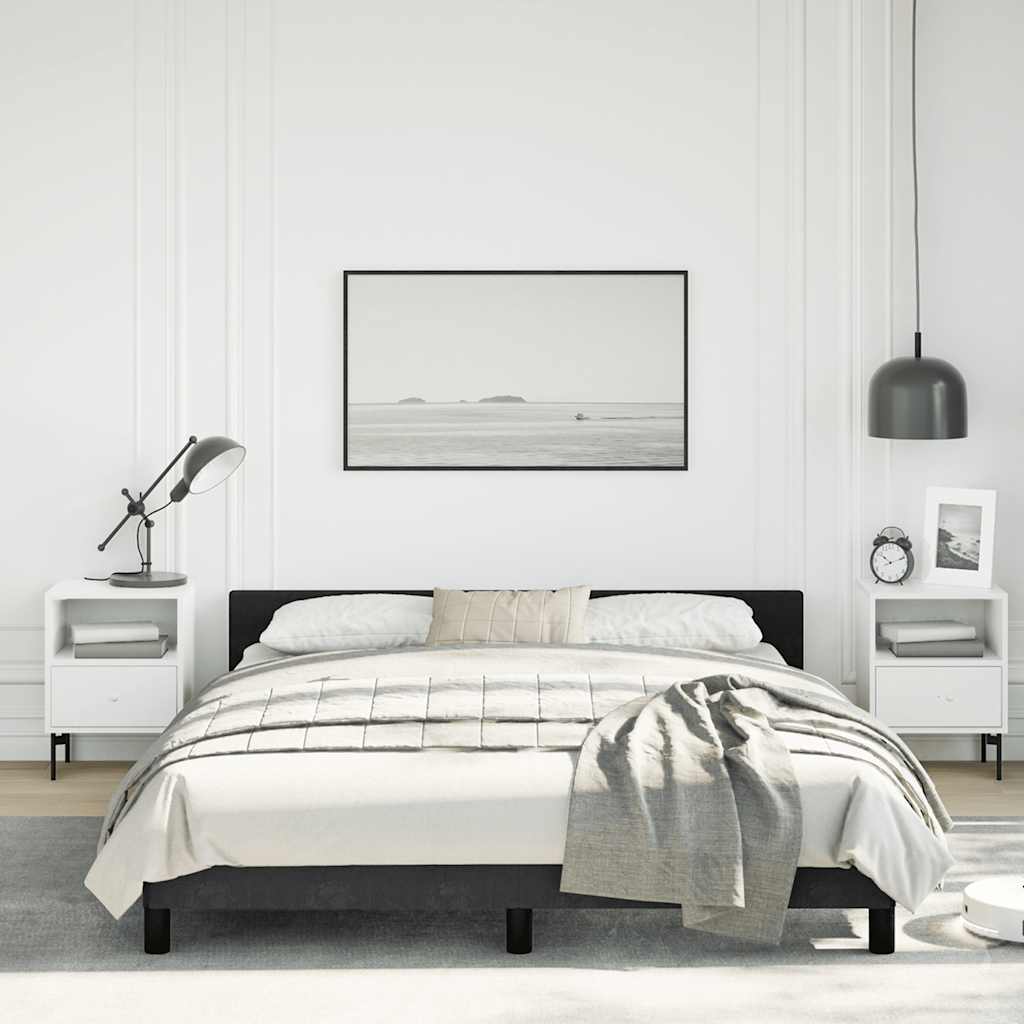 Bed Frame without Mattress Black Queen Velvet