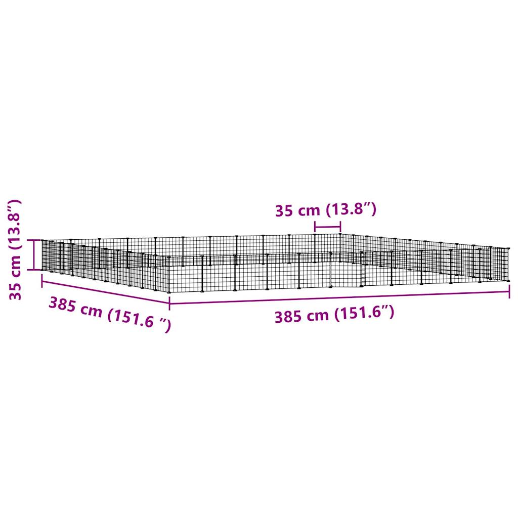 44-Panel Pet Cage with Door Black 35x35 cm Steel