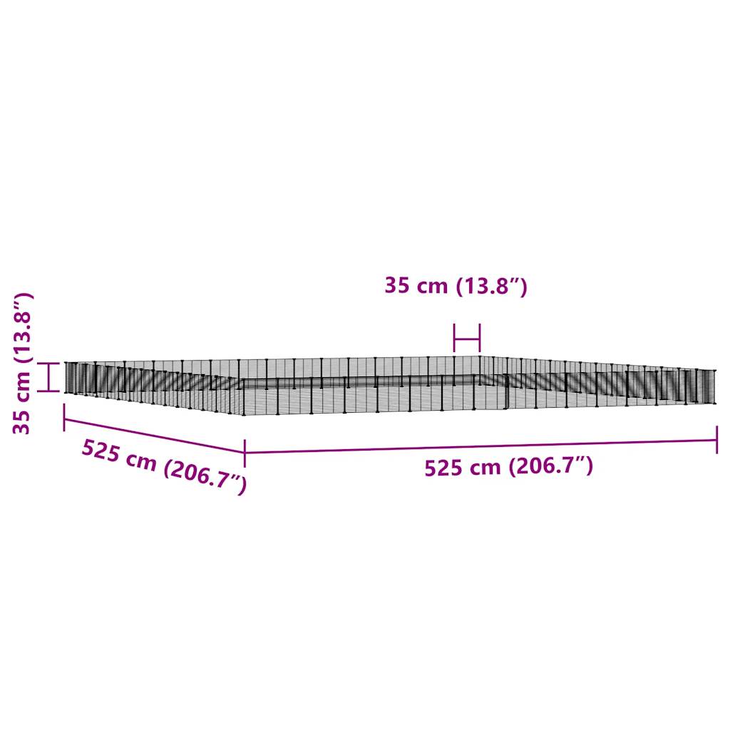 60-Panel Pet Cage with Door Black 35x35 cm Steel