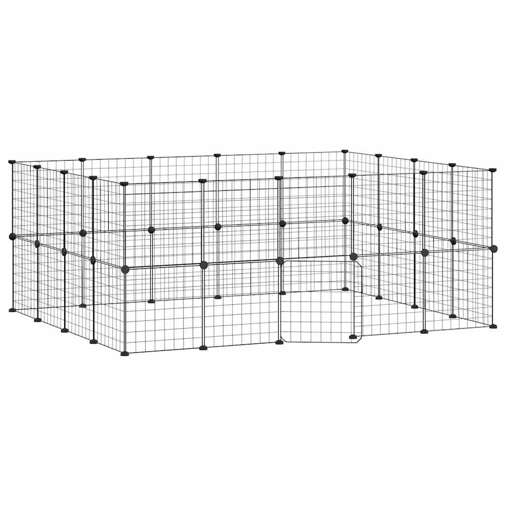36-Panel Pet Cage with Door Black 35x35 cm Steel
