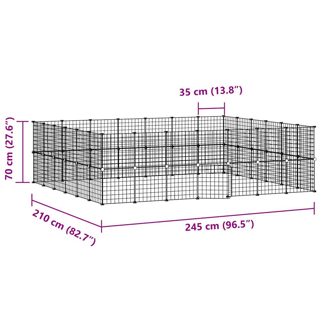52-Panel Pet Cage with Door Black 35x35 cm Steel