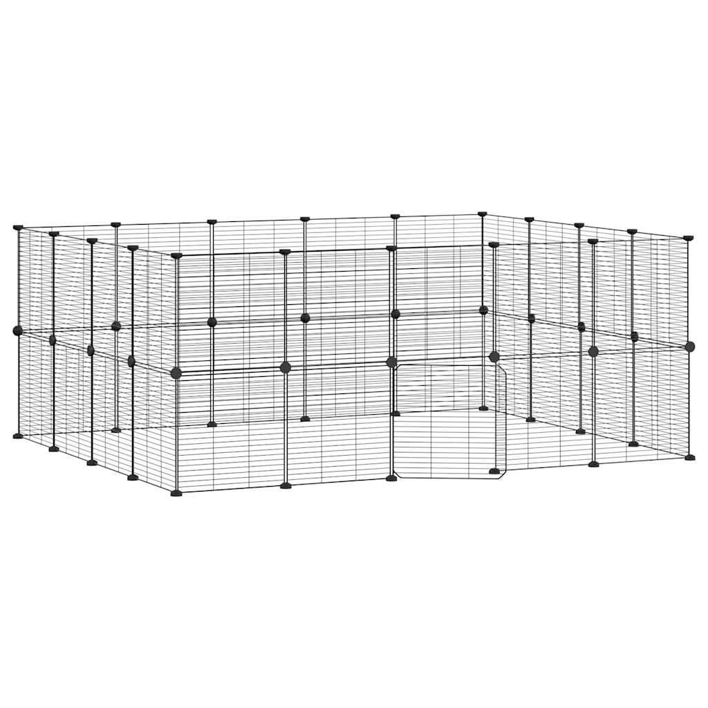 36-Panel Pet Cage with Door Black 35x35 cm Steel