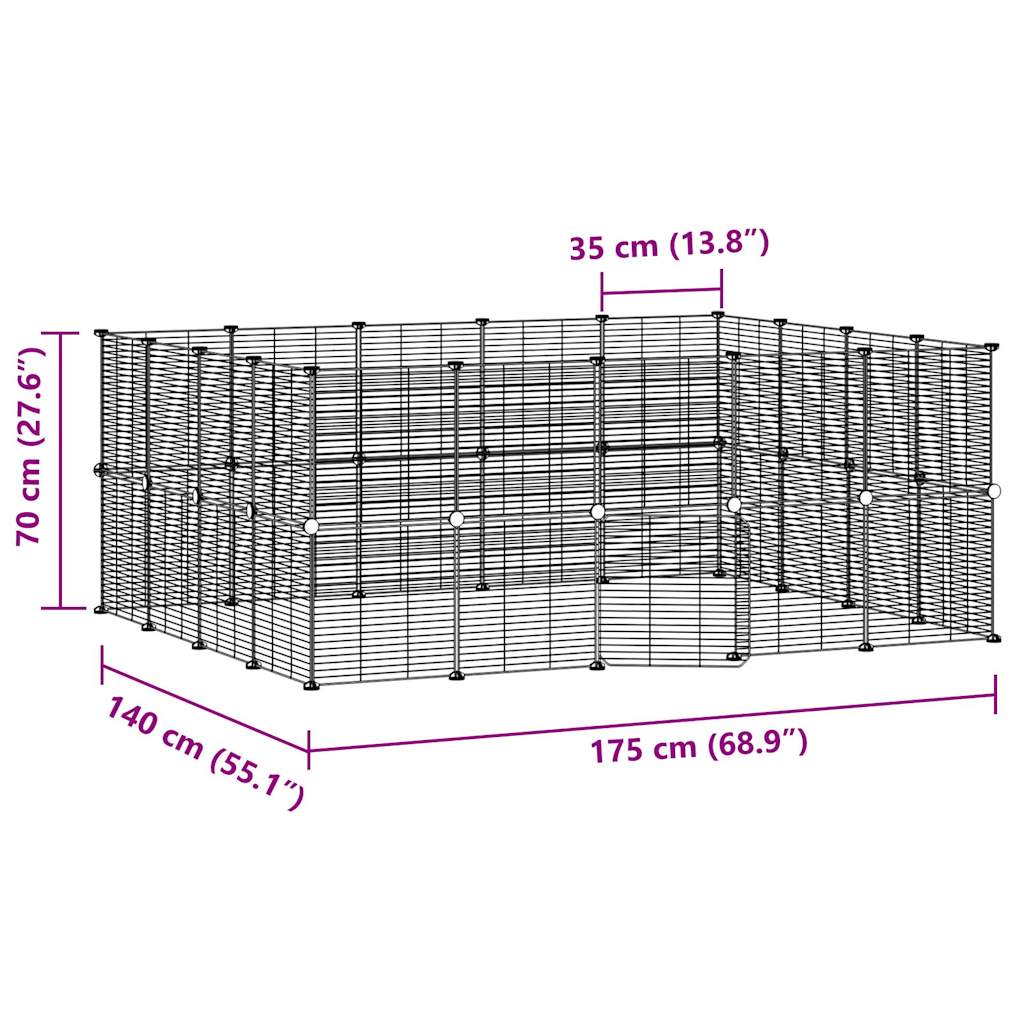 36-Panel Pet Cage with Door Black 35x35 cm Steel