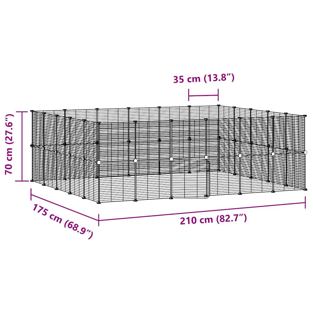 44-Panel Pet Cage with Door Black 35x35 cm Steel