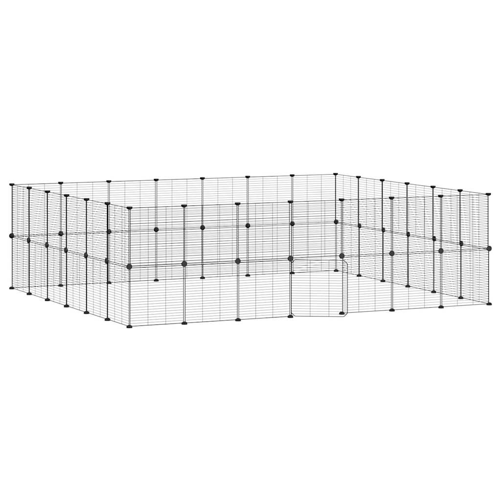 52-Panel Pet Cage with Door Black 35x35 cm Steel