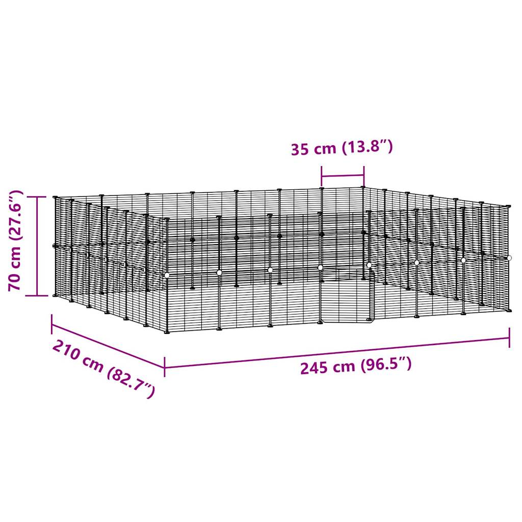 52-Panel Pet Cage with Door Black 35x35 cm Steel