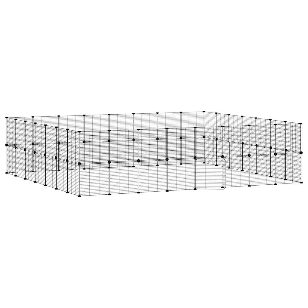 60-Panel Pet Cage with Door Black 35x35 cm Steel