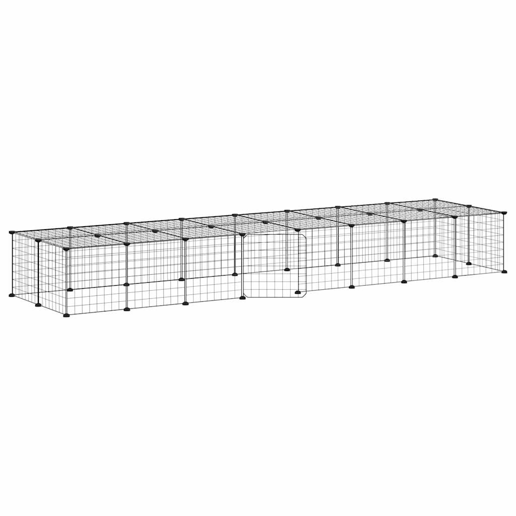 36-Panel Pet Cage with Door Black 35x35 cm Steel