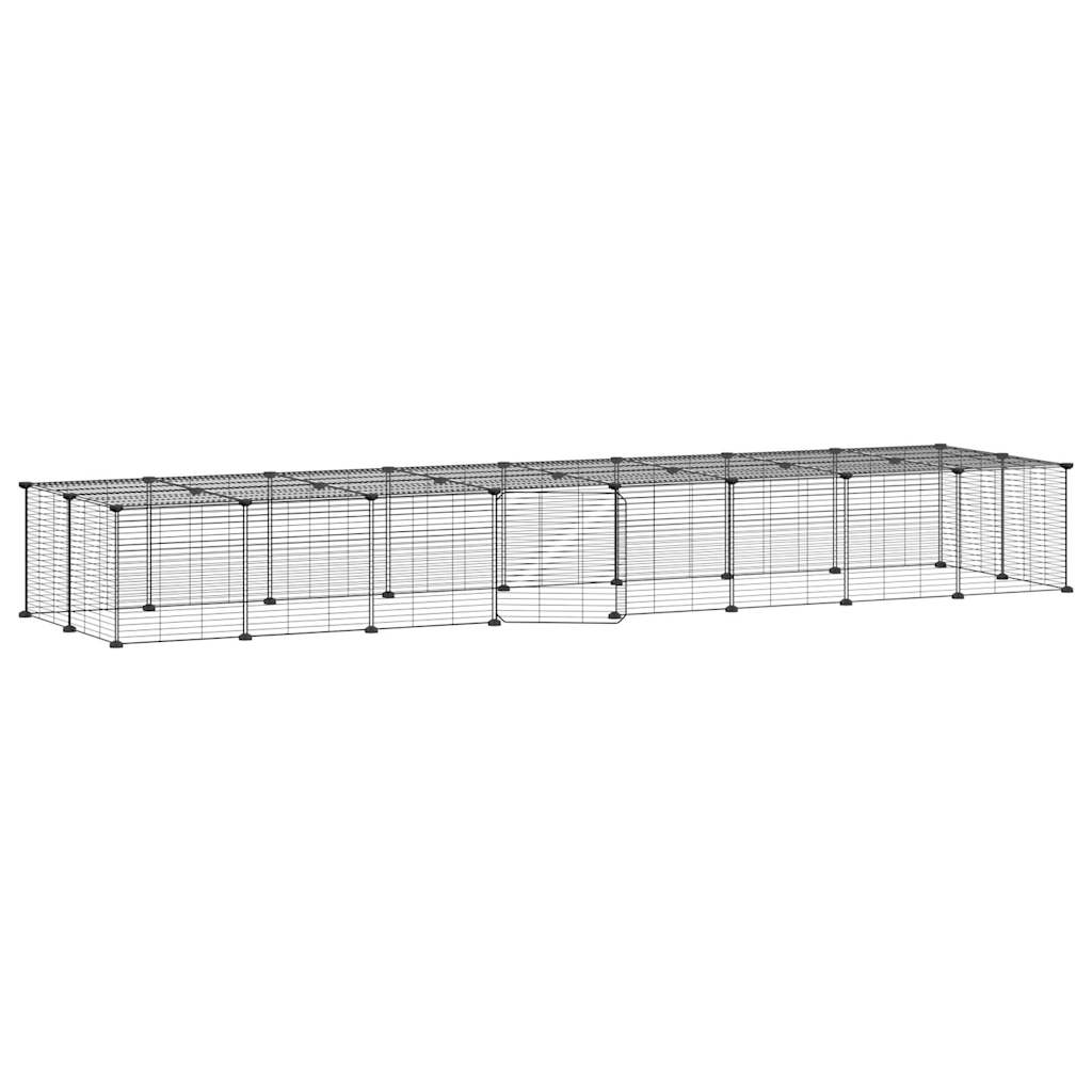 36-Panel Pet Cage with Door Black 35x35 cm Steel