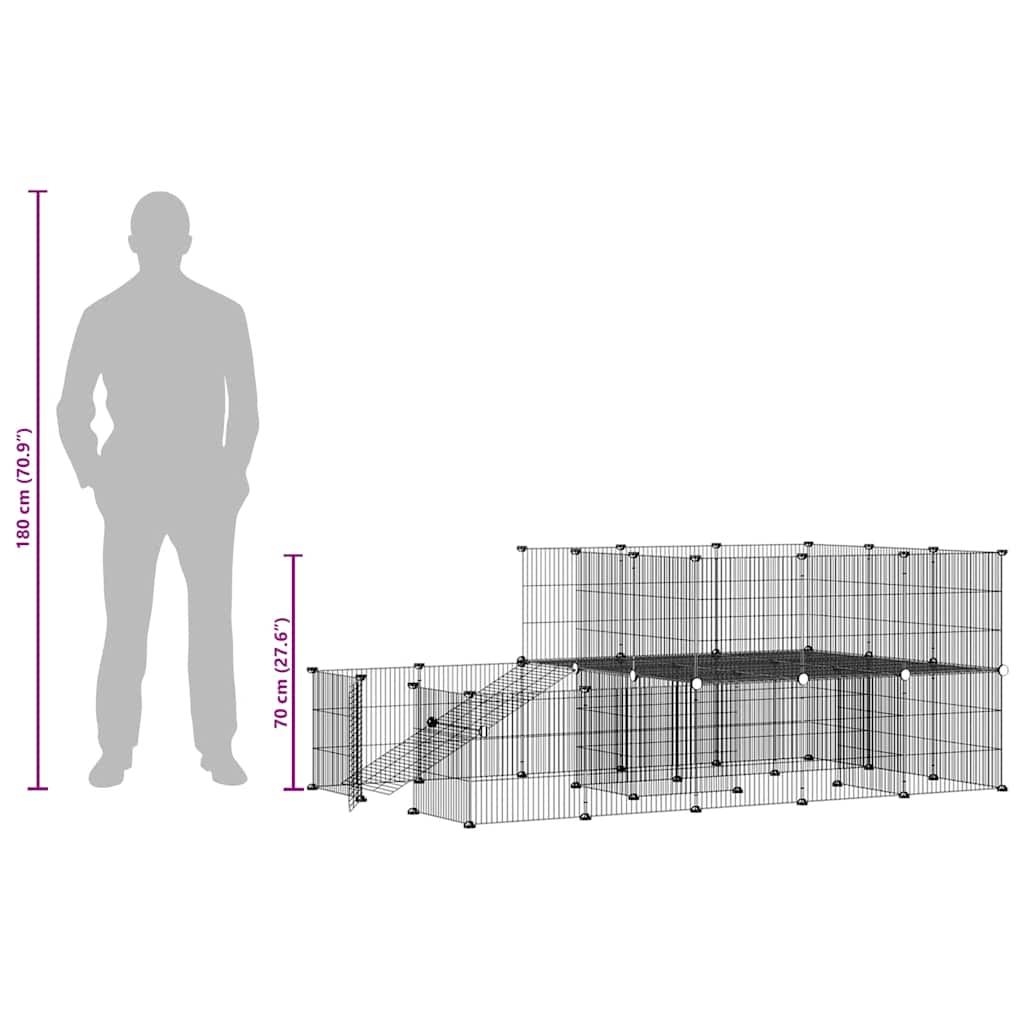44-Panel Pet Cage with Door Black 35x35 cm Steel