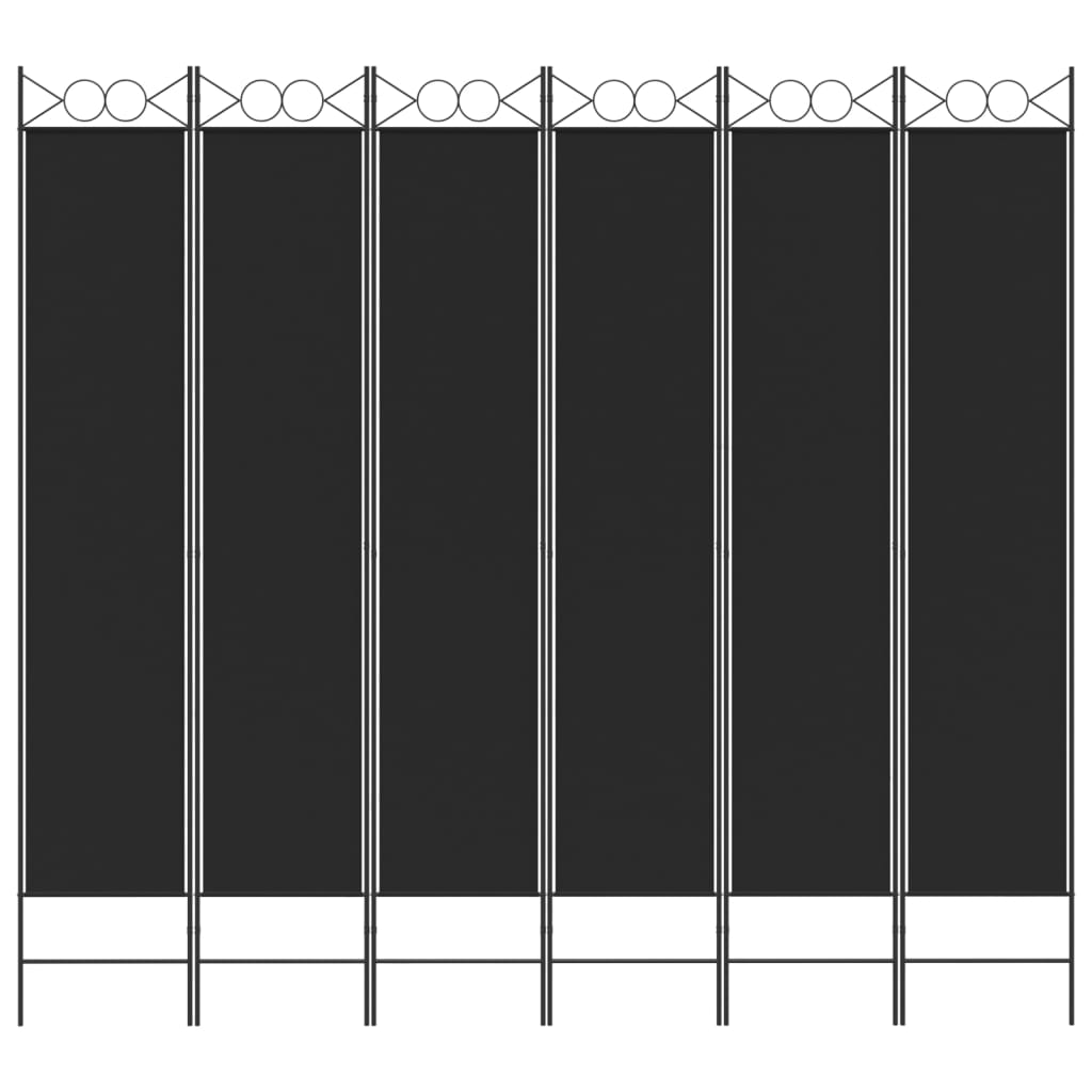 6-Panel Room Divider Black 240x220 cm Fabric