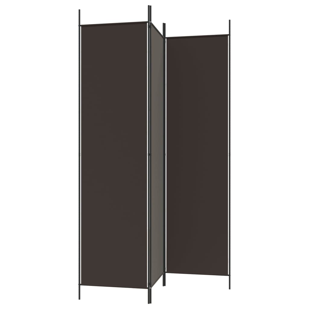 3-Panel Room Divider Brown 150x200 cm Fabric