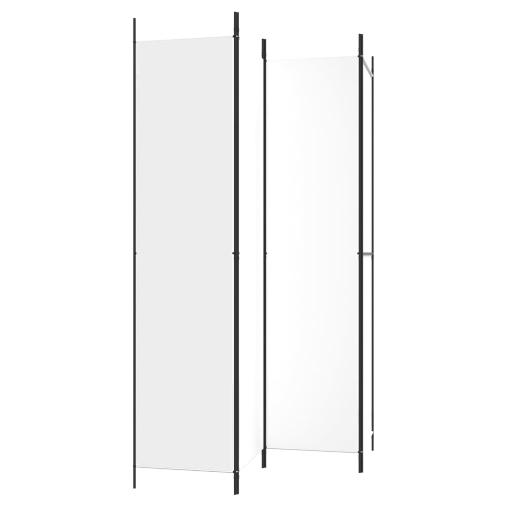 4-Panel Room Divider White 200x220 cm Fabric