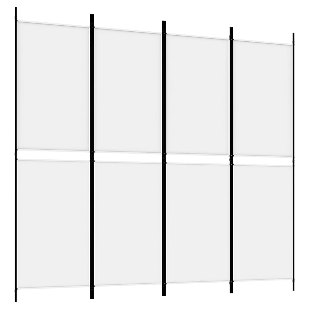 4-Panel Room Divider White 200x180 cm Fabric