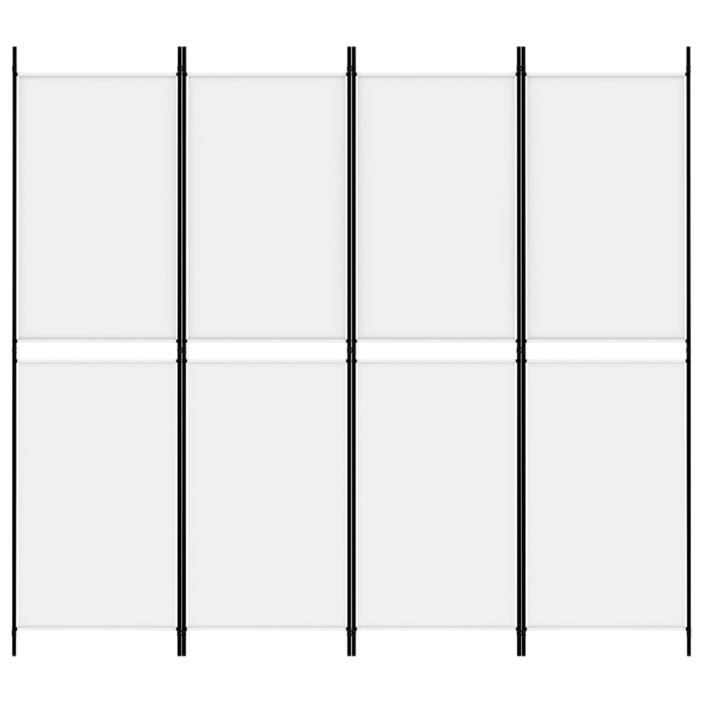 4-Panel Room Divider White 200x180 cm Fabric