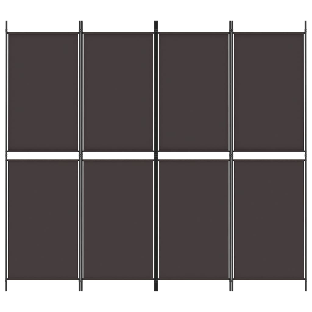 4-Panel Room Divider Brown 200x180 cm Fabric