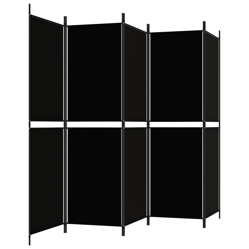 5-Panel Room Divider Black 250x180 cm Fabric