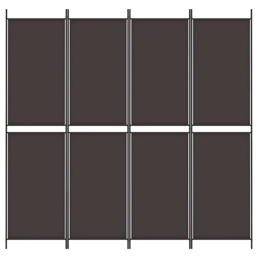 4-Panel Room Divider Brown 200x200 cm Fabric