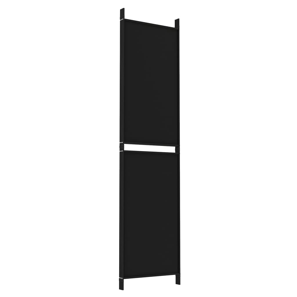 4-Panel Room Divider Black 200x200 cm Fabric