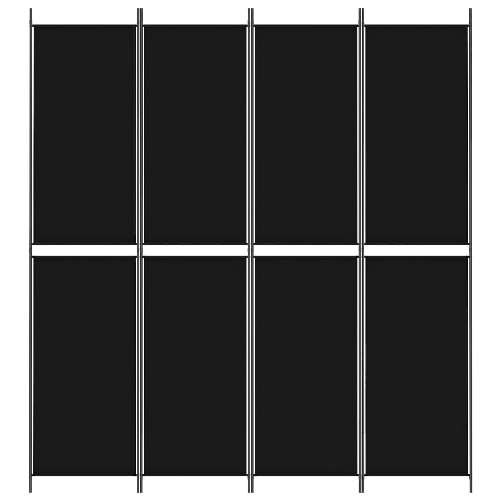 4-Panel Room Divider Black 200x220 cm Fabric