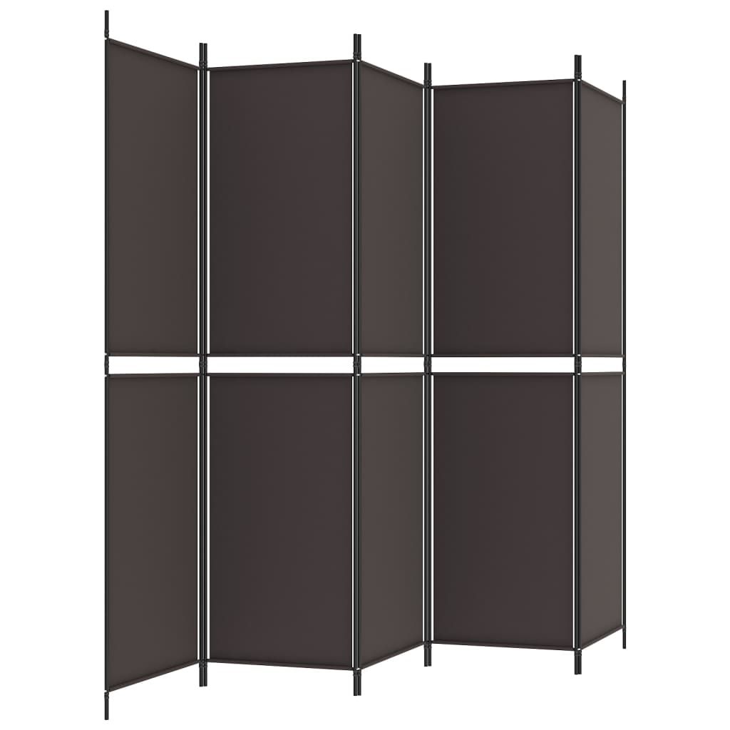6-Panel Room Divider Brown 300x220 cm Fabric