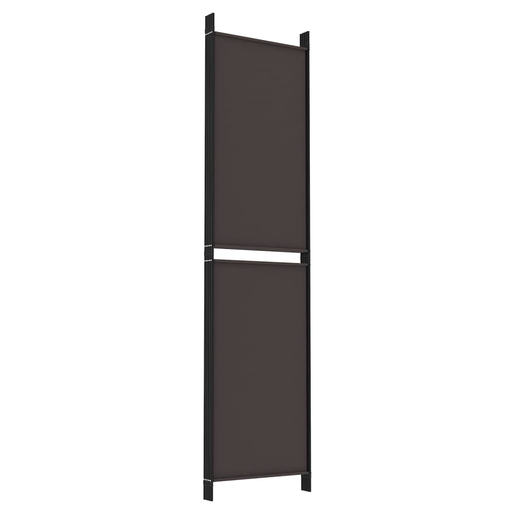 6-Panel Room Divider Brown 300x220 cm Fabric