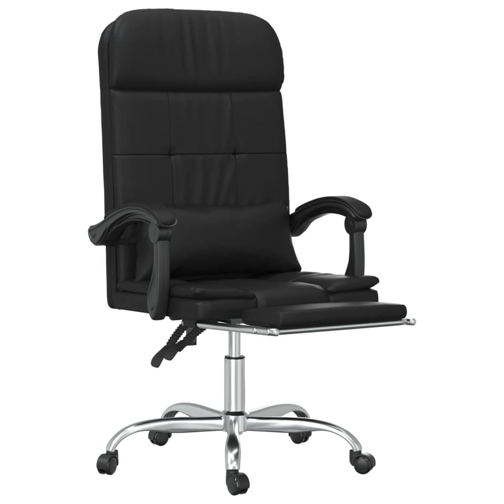 Massage Reclining Office Chair Black Faux Leather