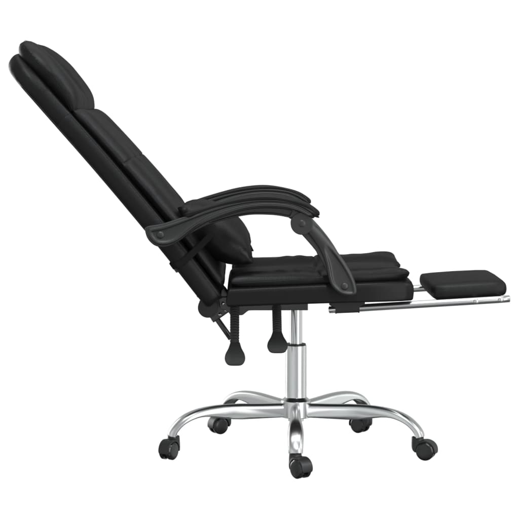 Massage Reclining Office Chair Black Faux Leather