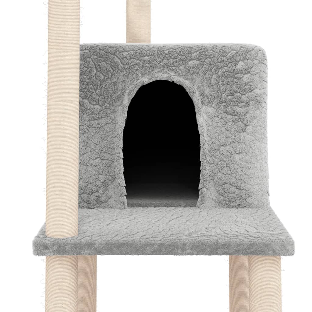 Cat Tree with Sisal Scratching Posts Light Grey 144.5 cm