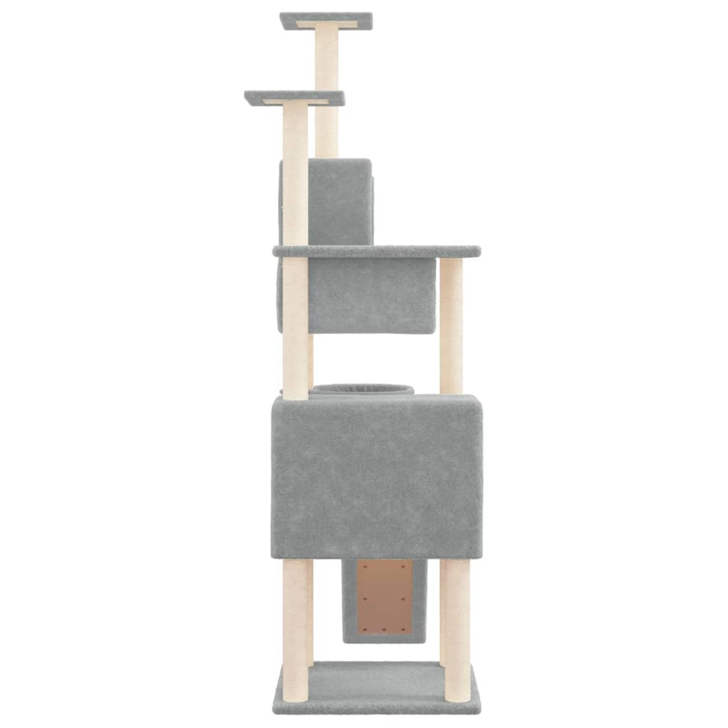 Cat Tree with Sisal Scratching Posts Light Grey 168 cm