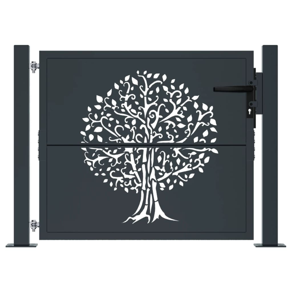 Garden Gate Anthracite 105x105 cm Steel Tree Design