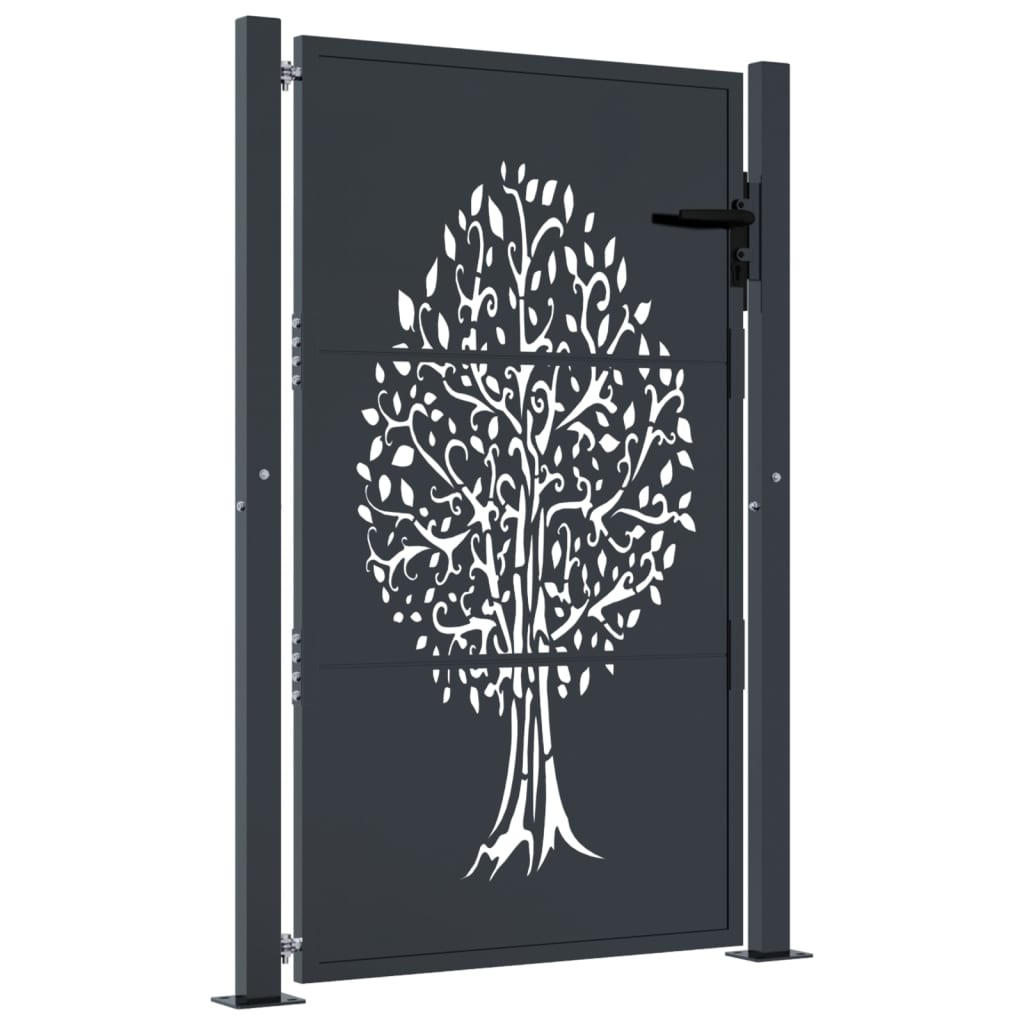 Garden Gate Anthracite 105x130 cm Steel Tree Design