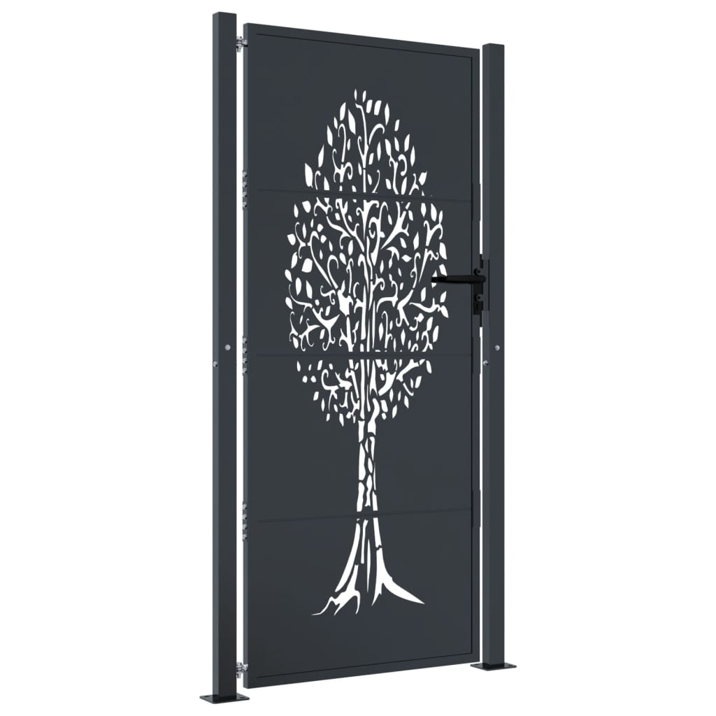 Garden Gate Anthracite 105x205 cm Steel Tree Design