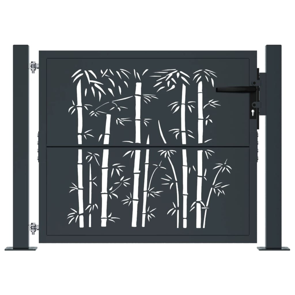 Garden Gate Anthracite 105x105 cm Steel Bamboo Design