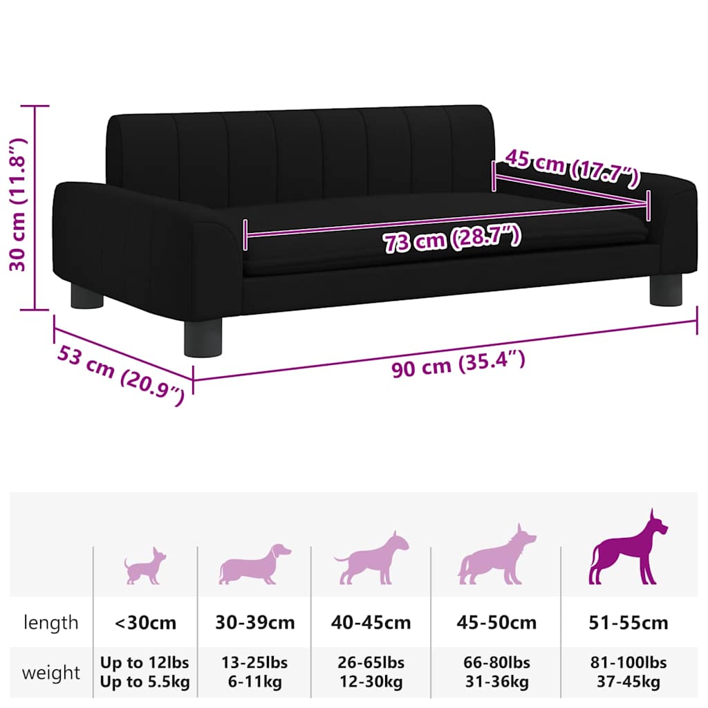 Dog Bed Black 90x53x30 cm Fabric