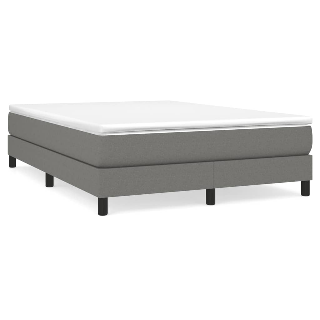 Box Spring Bed Frame Dark Grey Double Fabric