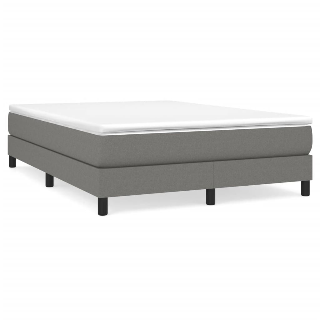 Box Spring Bed Frame Dark Grey Queen Fabric