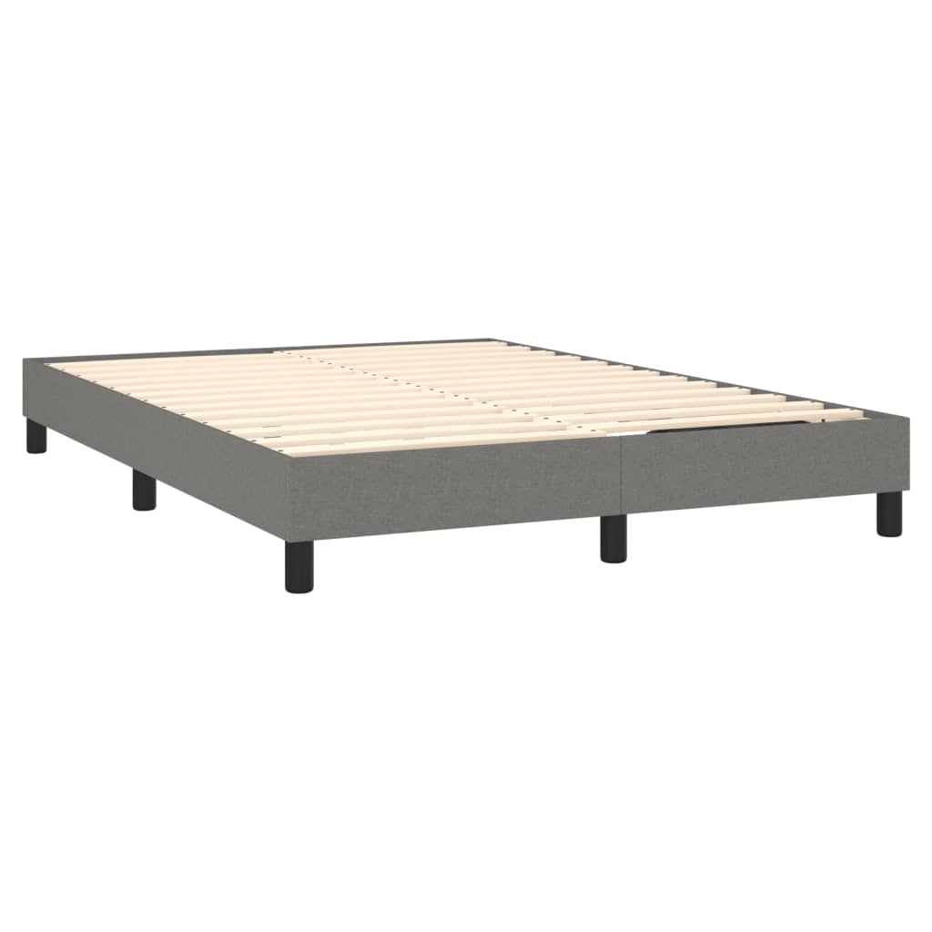 Box Spring Bed Frame Dark Grey Queen Fabric