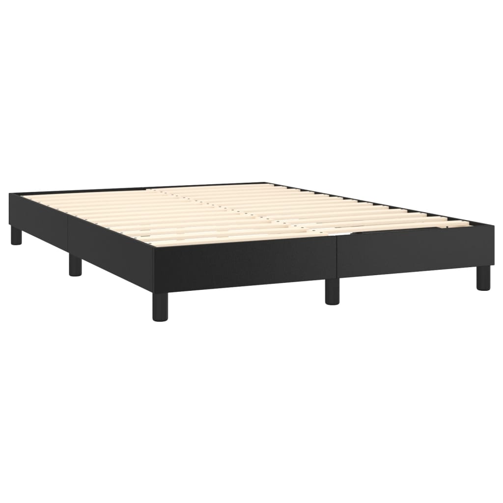 Box Spring Bed Frame Black Queen Faux Leather