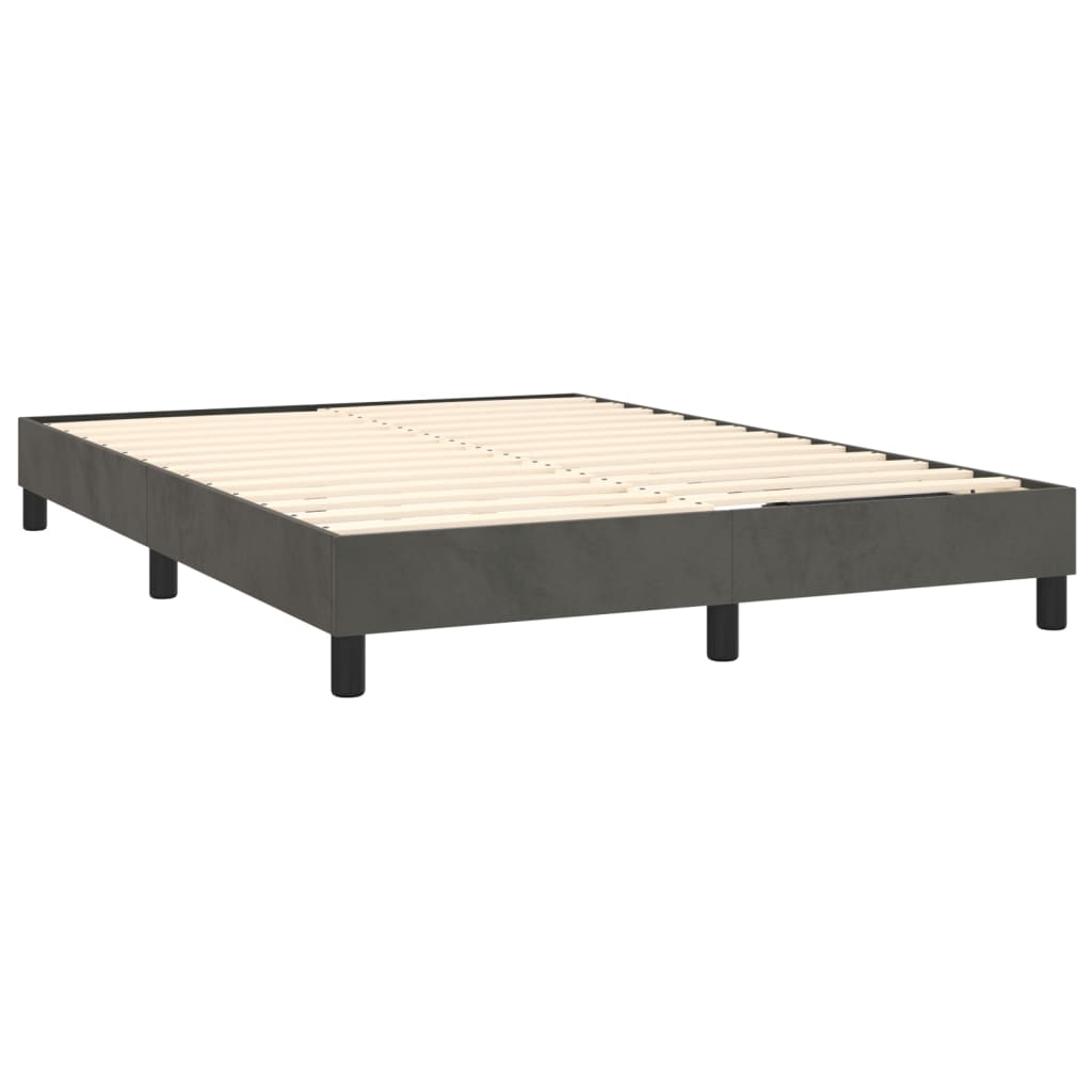 Box Spring Bed Frame Dark Grey Double Velvet