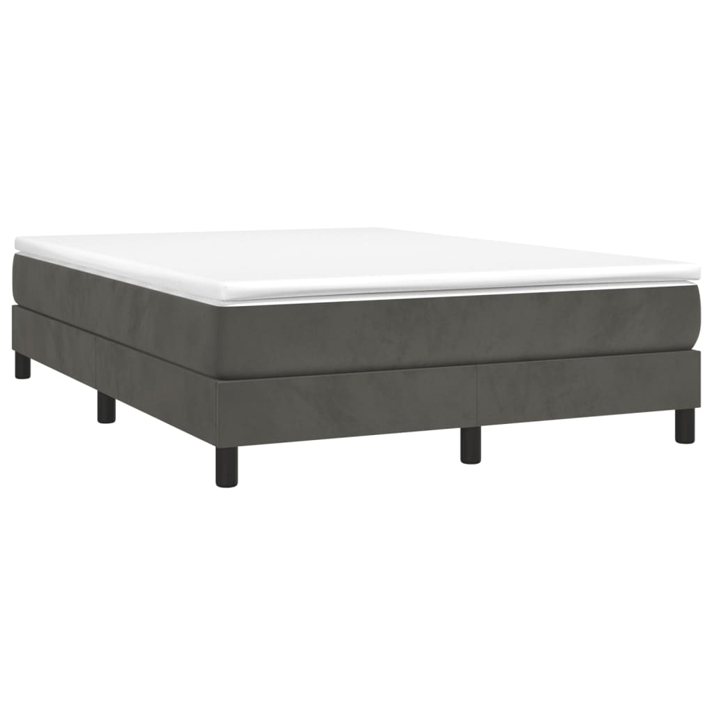 Box Spring Bed Frame Dark Grey Queen Velvet