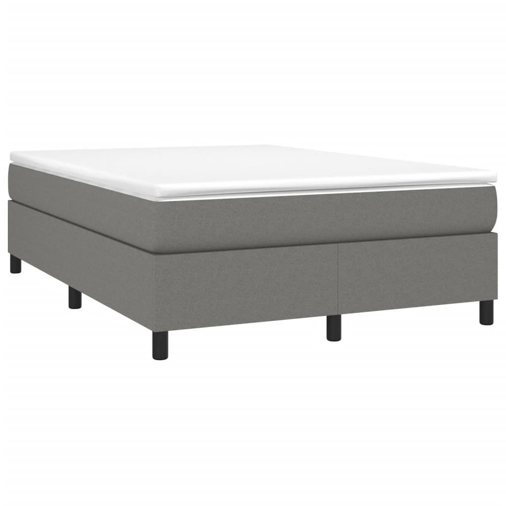 Box Spring Bed Frame Dark Grey Queen Fabric