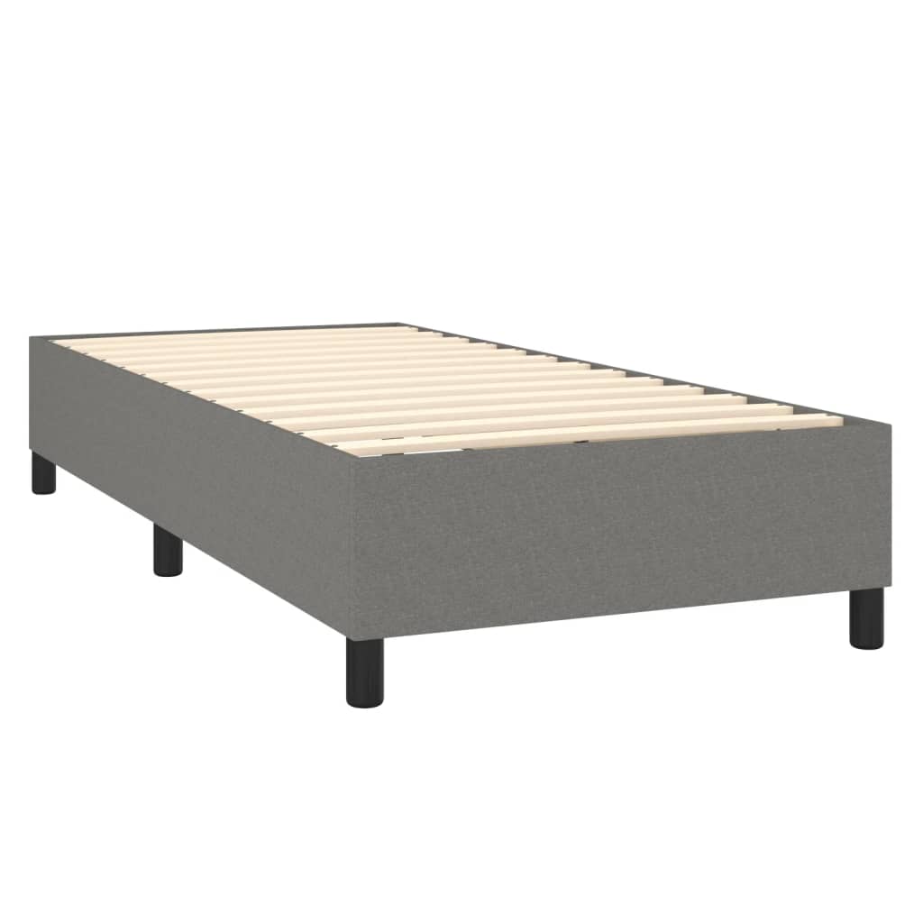 Box Spring Bed Frame Dark Grey 107x203 cm King Single Fabric