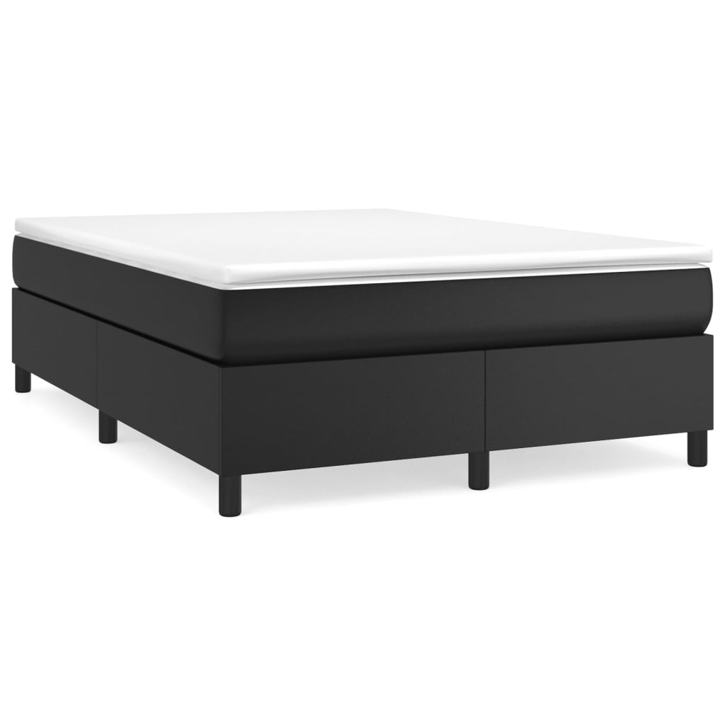 Box Spring Bed Frame Black Double Faux Leather