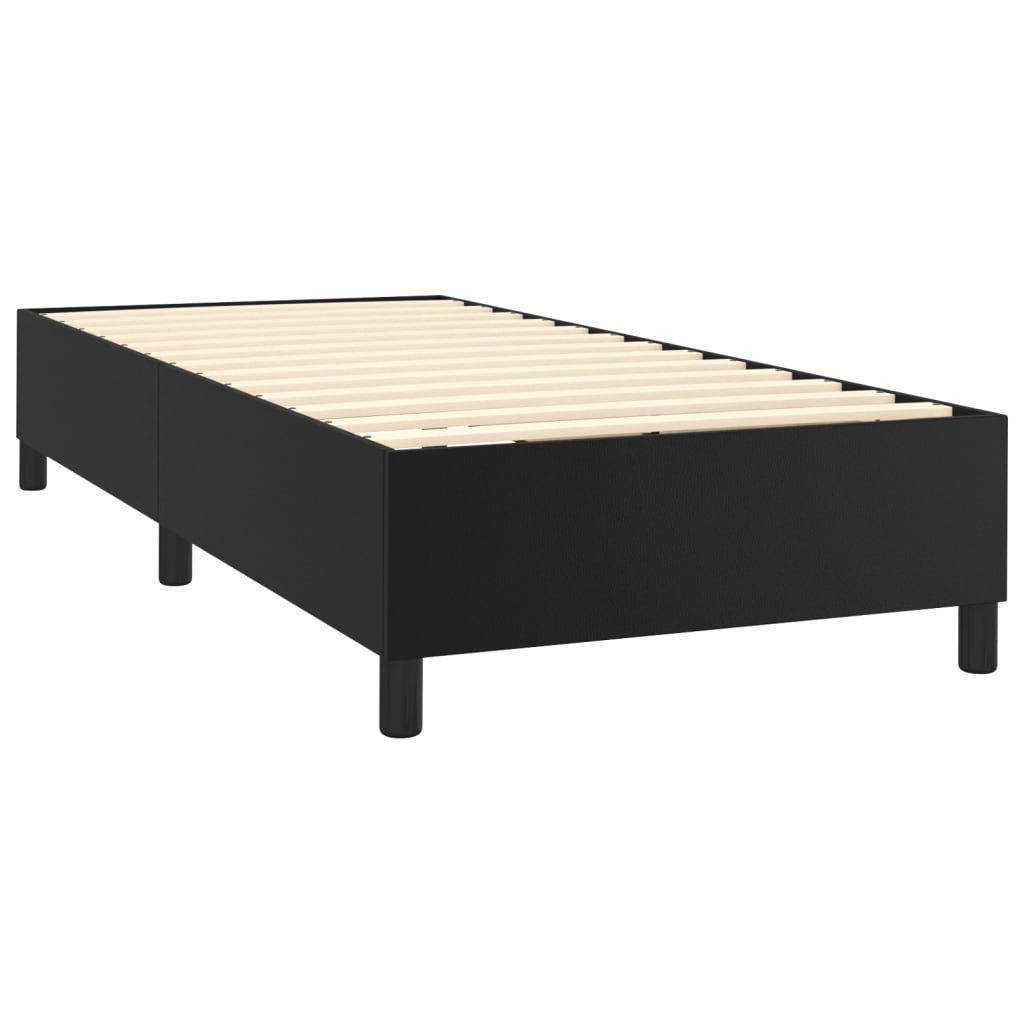 Box Spring Bed Frame Black King Single Faux Leather