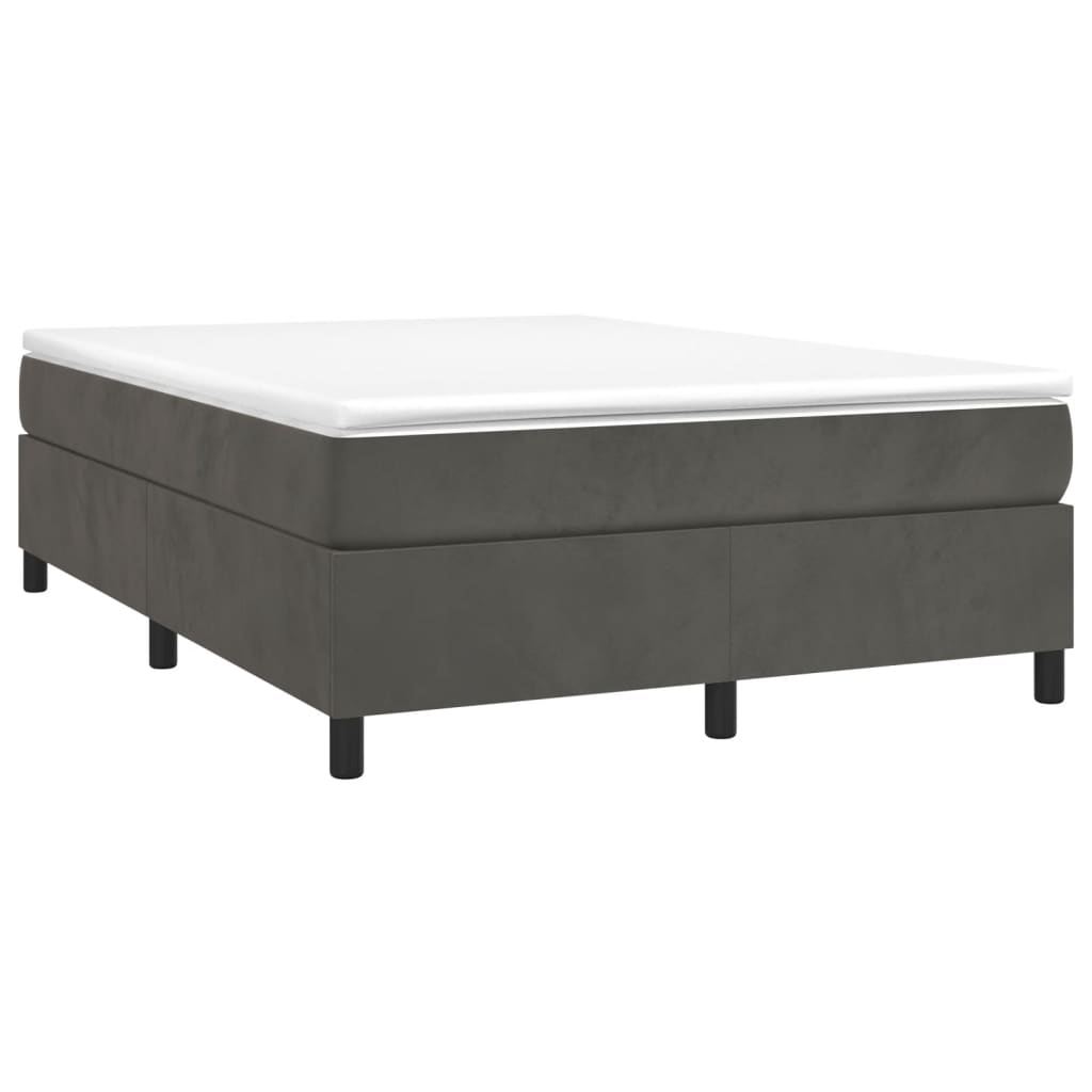 Box Spring Bed Frame Dark Grey Double Velvet