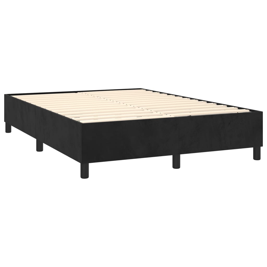 Box Spring Bed Frame Black Double Velvet