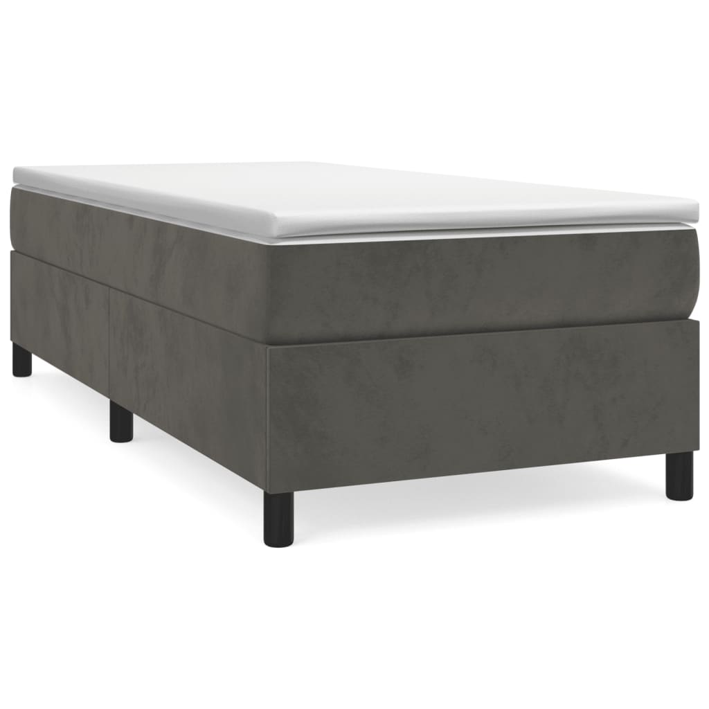 Box Spring Bed Frame Dark Grey King Single Velvet