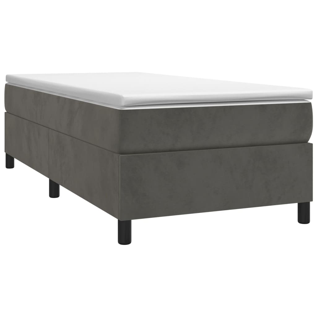 Box Spring Bed Frame Dark Grey King Single Velvet